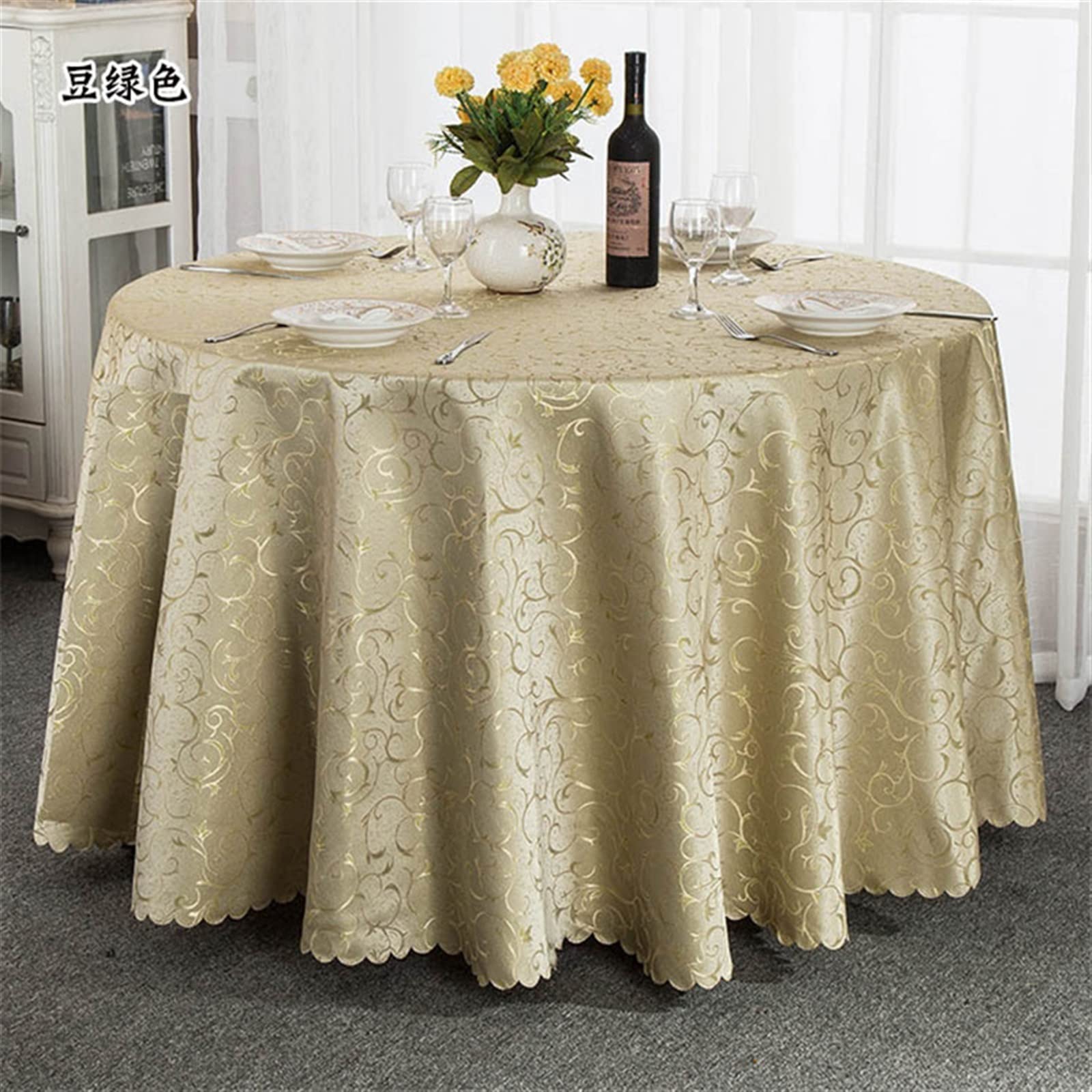 Elegant And Luxurious Luxury Red Round Hotel Dining Tablecloth Square Golden Floral Wedding Table Skirt Cover Decoration Banquets Restaurant Dining Table Cloth Color : D, Size : 340cm (A 280cm round