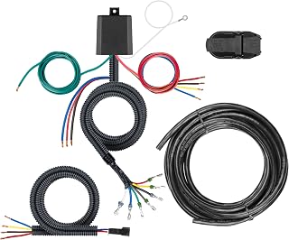 CURT 59004 Universal 7-Way Custom Towing Harness with HD Converter Module, Backup, and Brake Control Harness