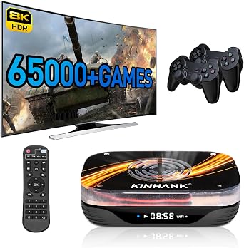 Kinhank Super Console X3 Plus Retro Video Game Consoles Built-in 65000+ Games, Android TV 9.0/CoreELEC/Emuelec 4.6 Game System, S905X3 Chip, 8K UHD Output,2.4G/5G, BT 4.0, USB 3.0