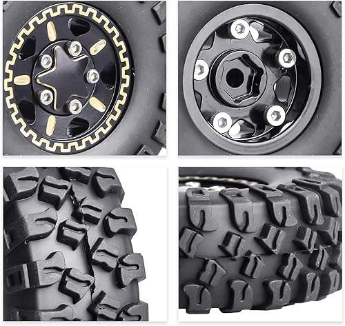 Miniatura 5 de HobbyPark Ruedas y neumáticos Beadlock de latón 1.0 para TRX4M actualizaciones Axial SCX24 124 RC Crawler piezas de repuesto, juego de 4 (tipo B)