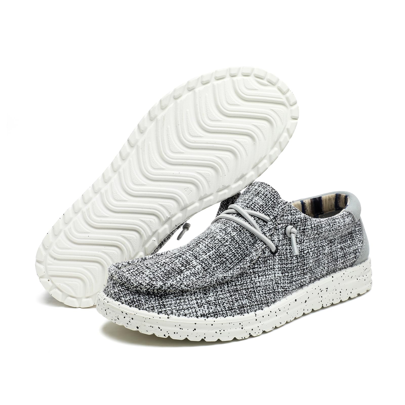 JSWEI Herren-Slipper zum Hineinschlüpfen, waschbar, Mokassin-Hausschuhe, atmungsaktiv, leicht, Deckschuhe für Herren, bequem, rutschfest, Schwarz / Grau, Größe 39-47