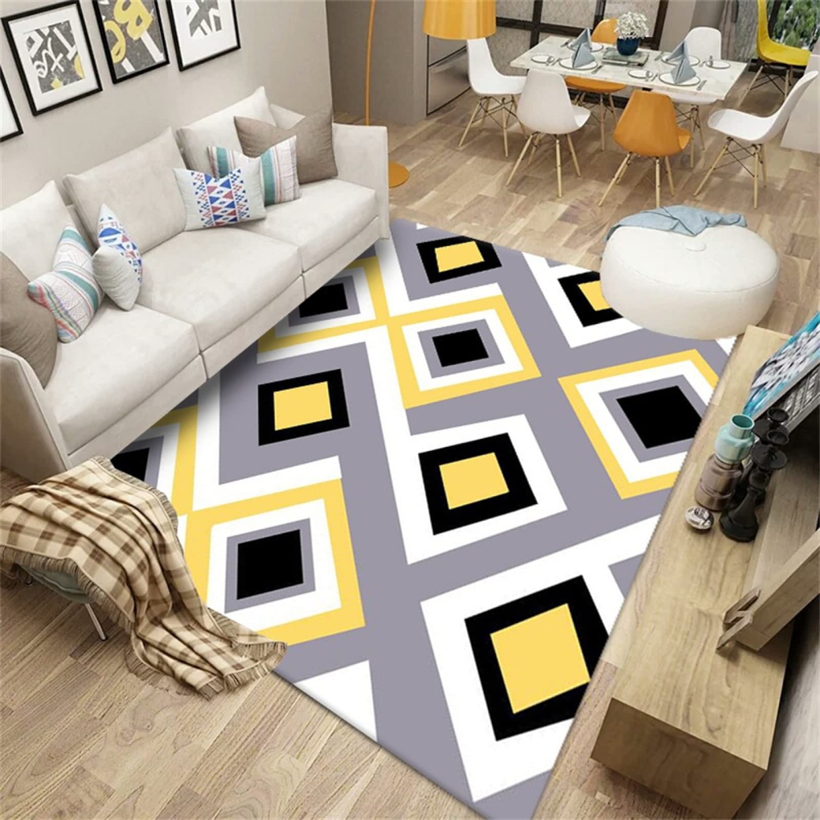 Tapis lavable multicolore de 180x250cm idéal pour la décoration de chambre fille