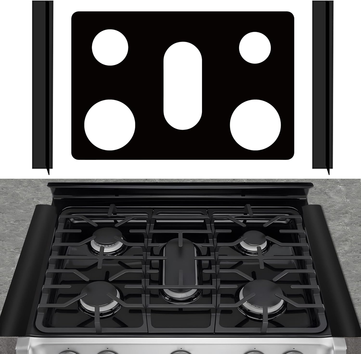 Stove Burner Covers - Reusable Stove Cover For 30 Inch LG Gas Range Model LGLDG4315 LRG4115 LRG4113 LDG4313 - Non-Stick Washable Stove Top Cover With 2Pcs Stove Gap Covers For LG Stove Top Protector