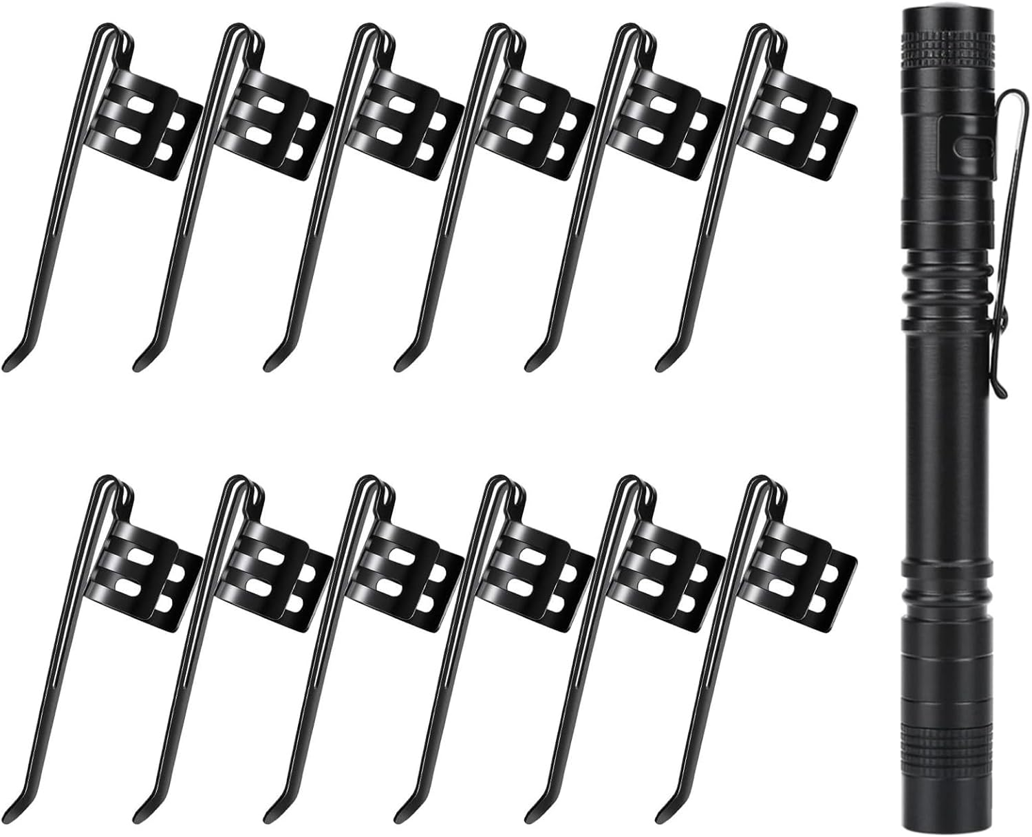 20 Pieces Replacement Flashlight Clip for Removable Accessories, Black Pocket Clip, Pen Clip, Durable、Lightweight、Portable