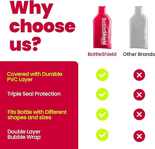 Miniatura 7 de Bottle Shield - Paquete de 3 bolsas de viaje reutilizables para vino  Doble capa de amortiguación de burbujas  Funda irrompible para botella a