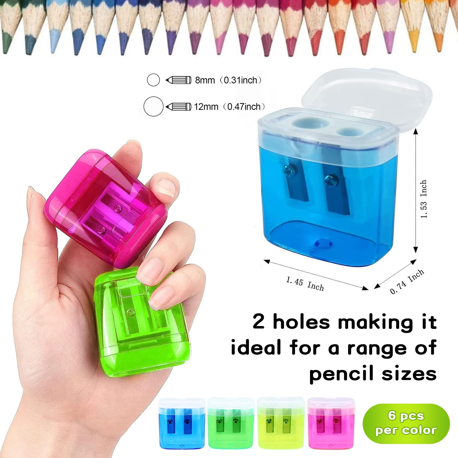 MYGLOAR 6 Pièces Double Taille-Crayon Et Gomme En Métal