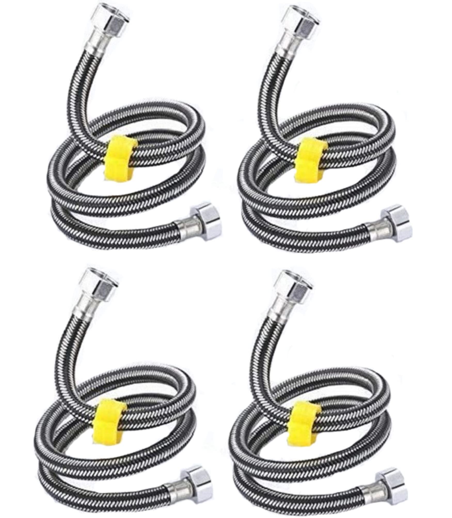 Supreme Bazaar 18Inch SS-304 Stainless Steel Heavy Duty Connection Pipe For Washbasin/Hot And Cold Water/Geyser Connection Pipe/Basin Mixer Connection Pipe (Pack of 4pc)