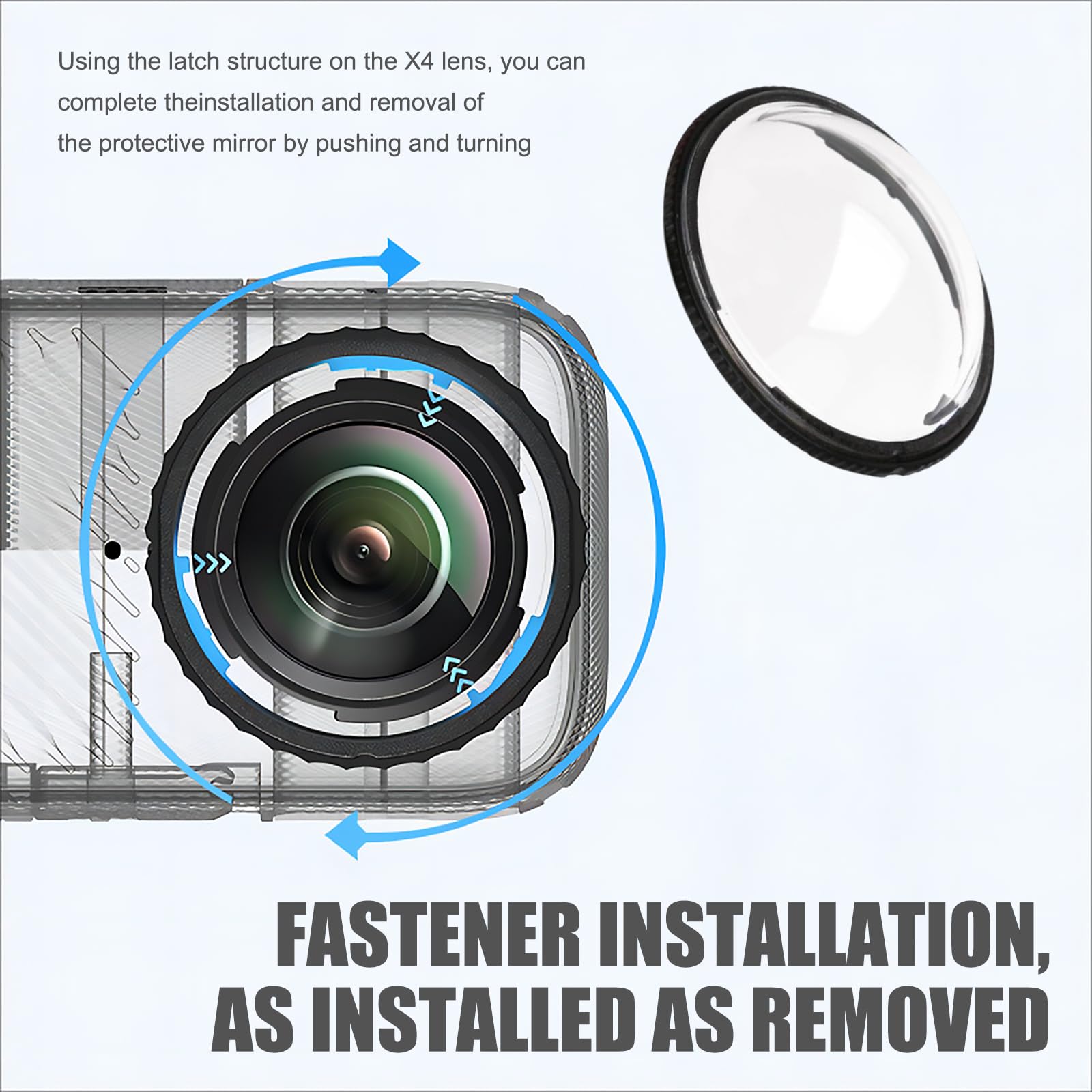 Kit 2 Protezioni Lenti Per Insta360 X4 – Vetro Temperato 9H, Antigraffio, Impermeabile, Montaggio A Rotazione, Include Custodia