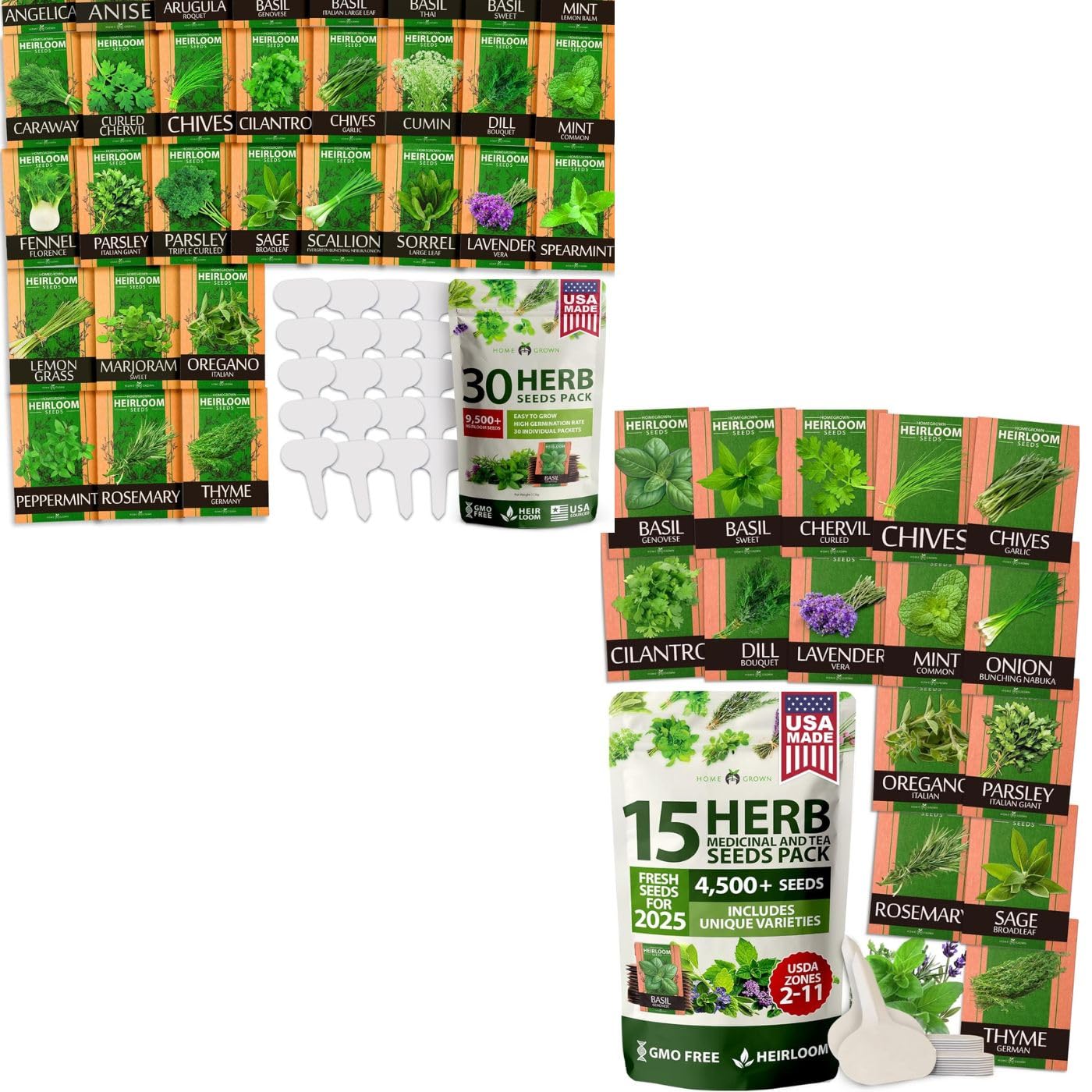 Amazon.com : HOME GROWN 15 & 30 Culinary Herb Seeds Pack – 14,000+