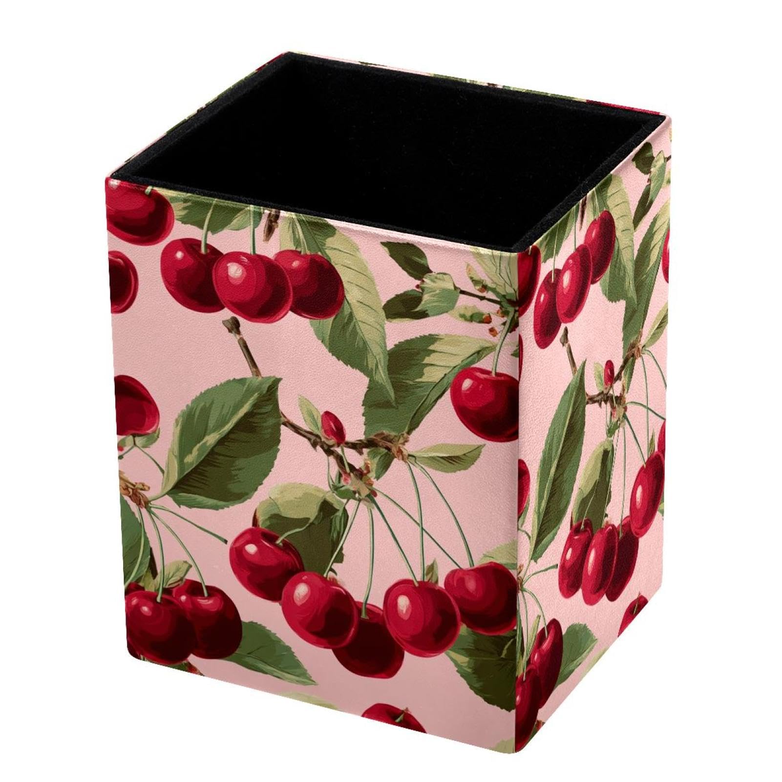 VAPOKF Pencil Holders for Desk, Cherry Printed Pen Holders Pen Pot Makeup Brushes Storage Desktop Stationery Supplies Organiser for Home Office