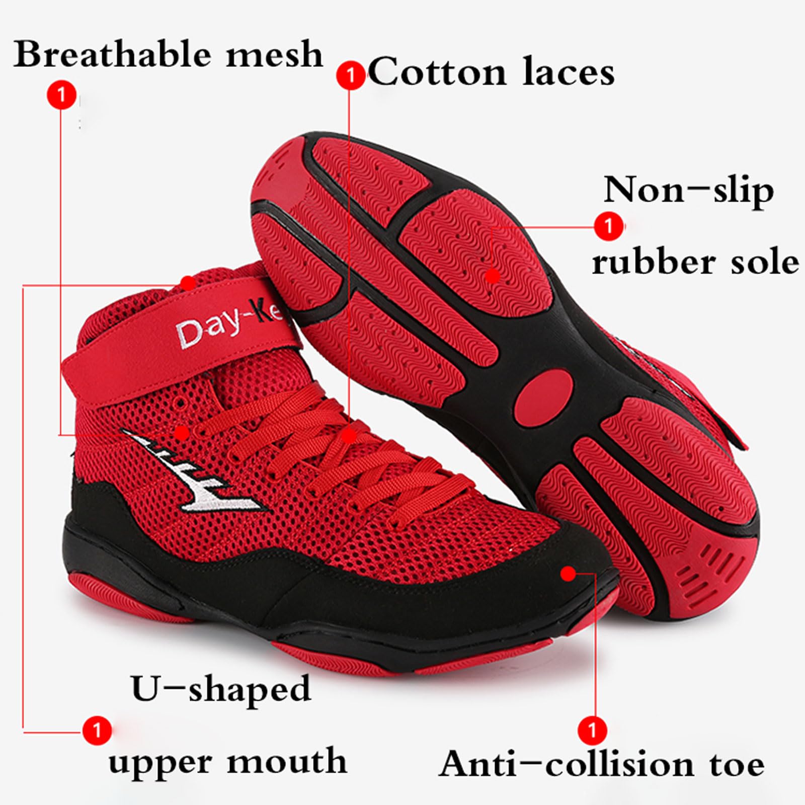 Botas De Lucha,Zapatos De Culturismo,Zapatos De Lucha,Zapatillas De Lucha,Zapatos Deportivos De Lucha Libre,Wrestling Shoes,CóModo,Antideslizante,para Boxeo,Lucha Libre,Combate