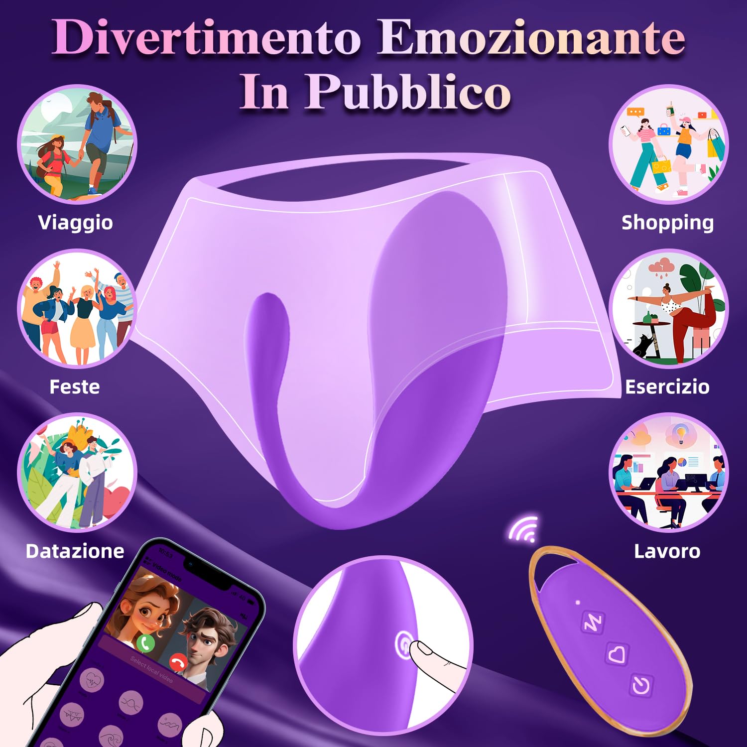Vibratoreper Donna Professionale Ovetto Vibrante Donna Telecomando con App 9 Modalità Sexytoysys Coppia Vibratore per Vibratore Clitoride Wireless Sex Toys toys Sessuali per Sex Toy (Viola)