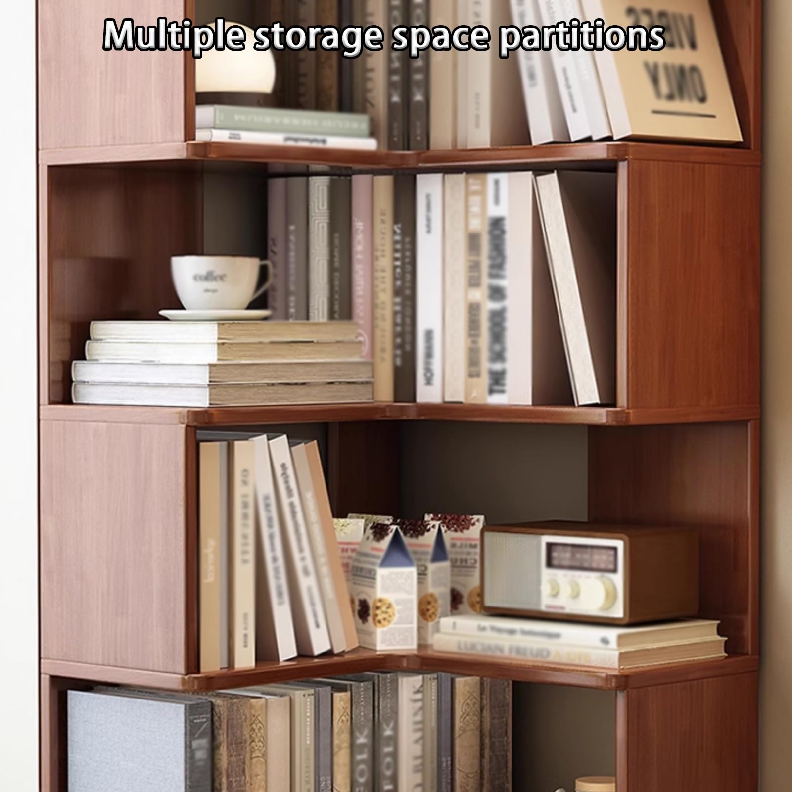 Libreria angolare a forma di L, scaffale aperto in legno, scaffale autoportante, salvaspazio, per casa e ufficio (180 cm)