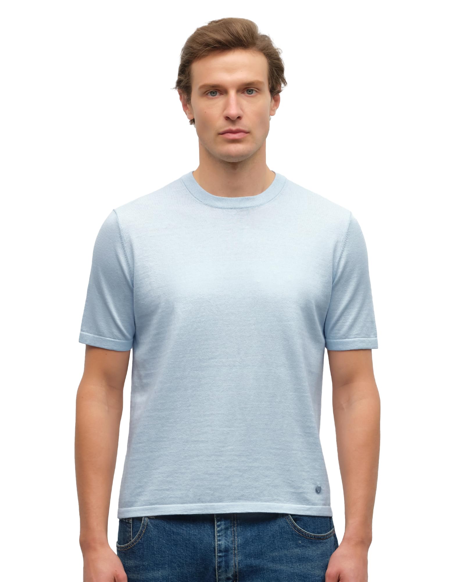 KVSS Mens T-Shirts Short Sleeve Knit Pullover Round Neck Pima Cotton Cashmere T Shirt for Men Luxury from