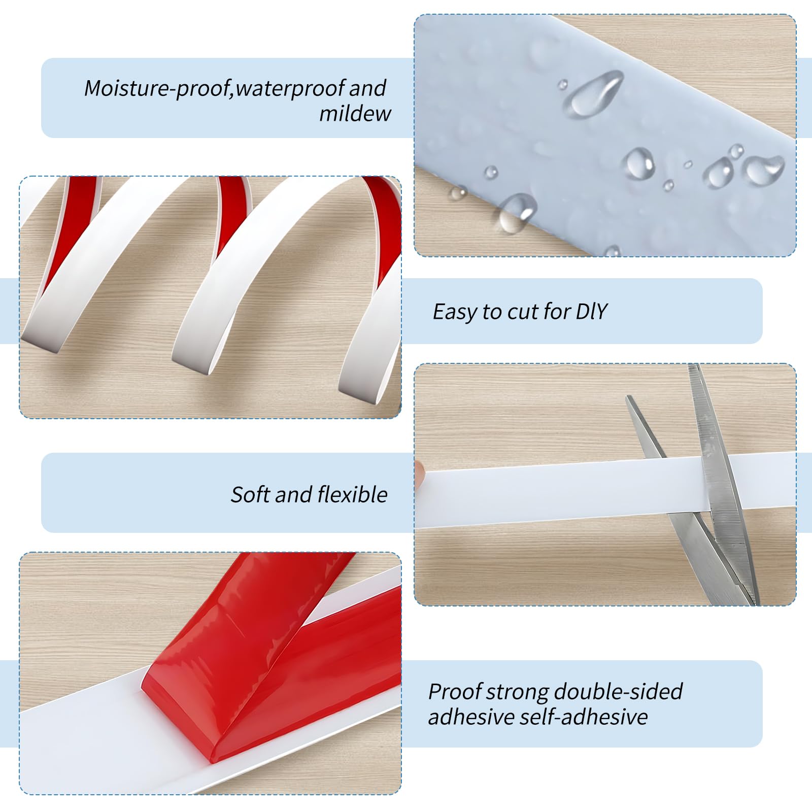 10 M X 1 cm Modanatura Adesiva Nastro Di Decorazione Auto-Adesivo Adatto per Finestre Porte Specchi Paraschizzi Da Cucina E Mobili Bianco