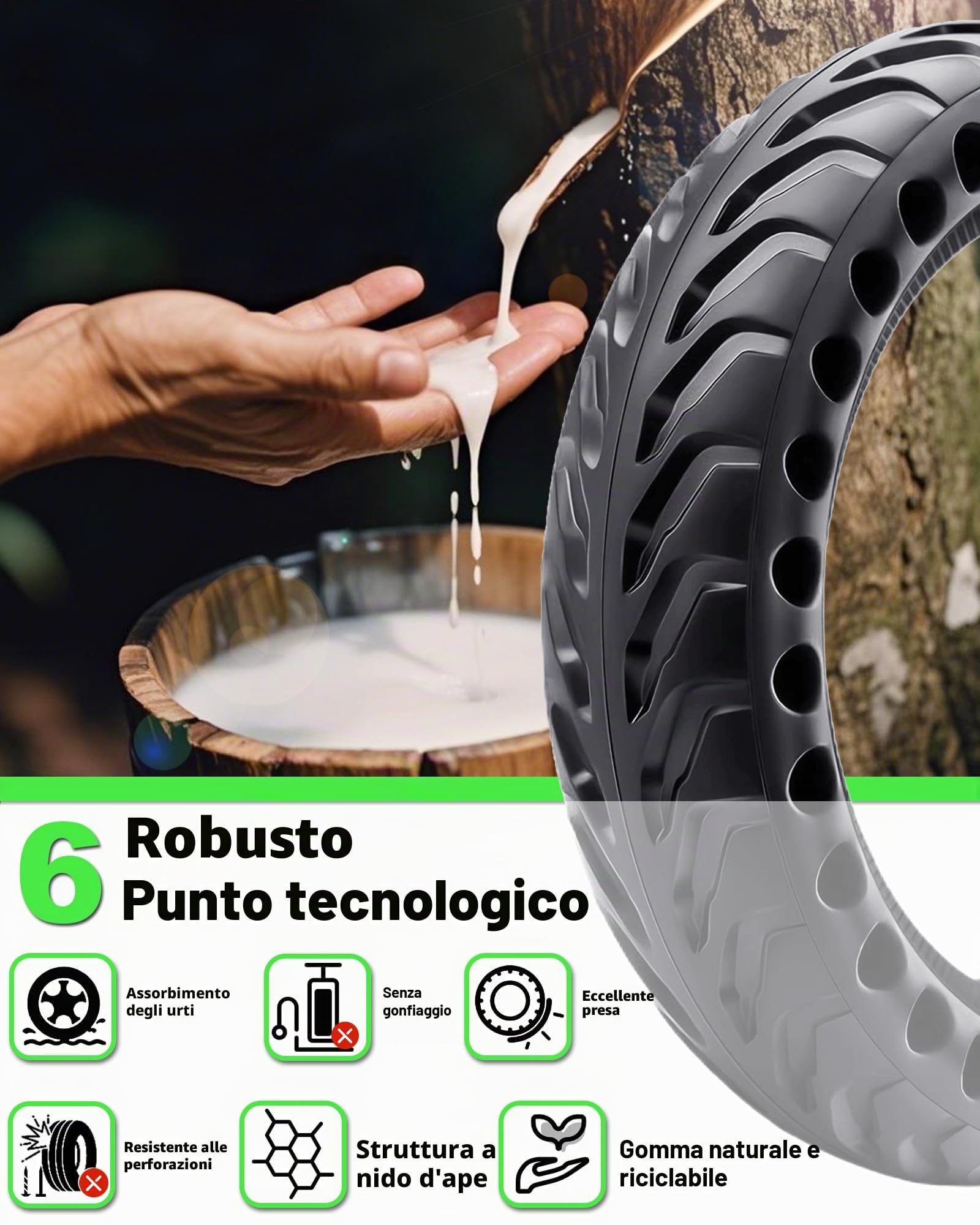 2 Pezzi Ruota 50/75-6.1 Monopattino Elettrico, Copertone Monopattino 8 1/2 x2, Gomma Piena Pneumatici 8.5x2 Compatibile con Xiaomi M365/Pro 2/3/3 Lite, Gotrax GXL V2/XR/APEX