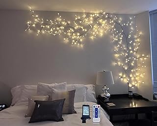 2PCS Enchanted Willow Vine Lights with Remote, Christmas Swags Decoratio...