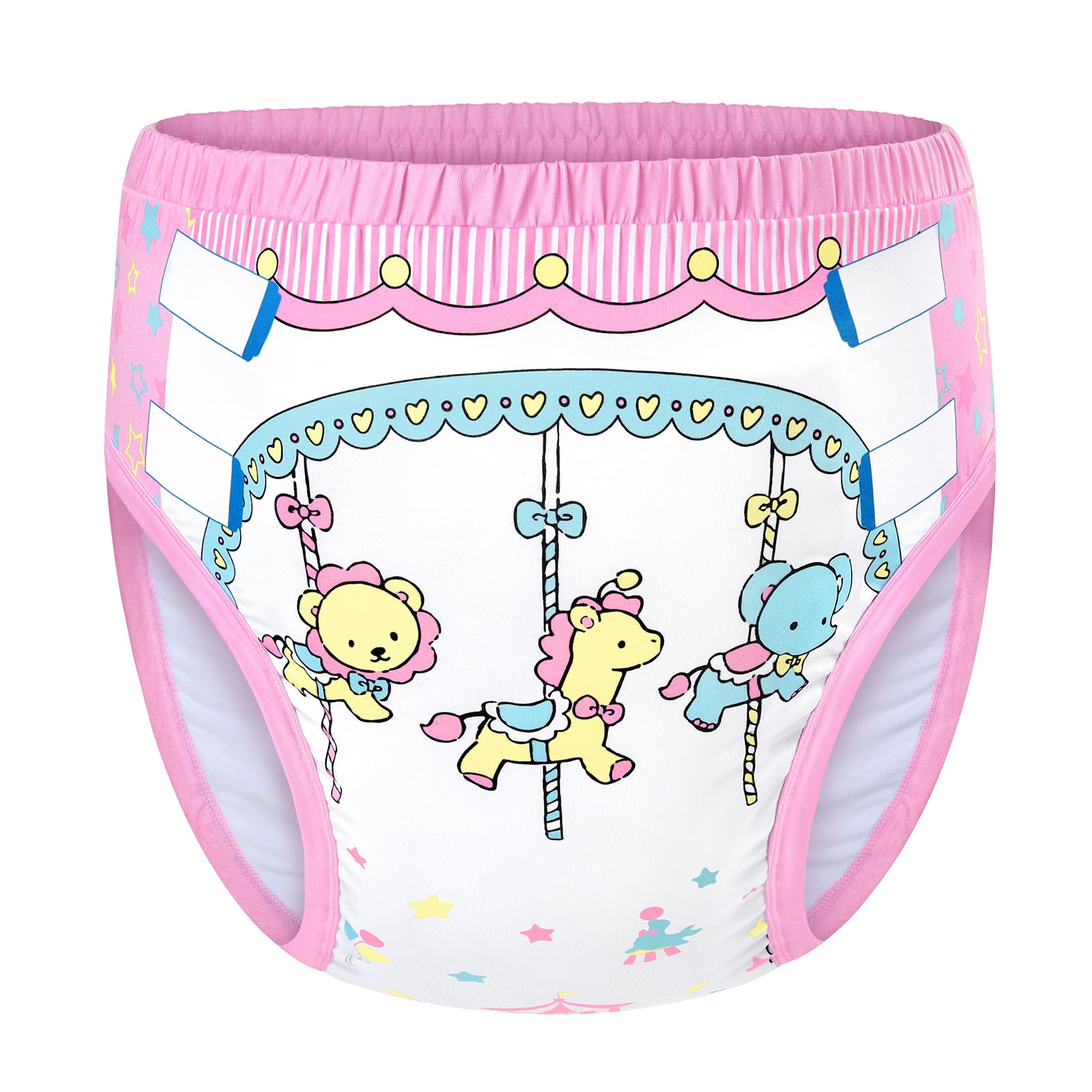 Littleforbig Soft Silky Underwear Comfortable Washable Reusable Adult Training Pants - Little Circus L Pink