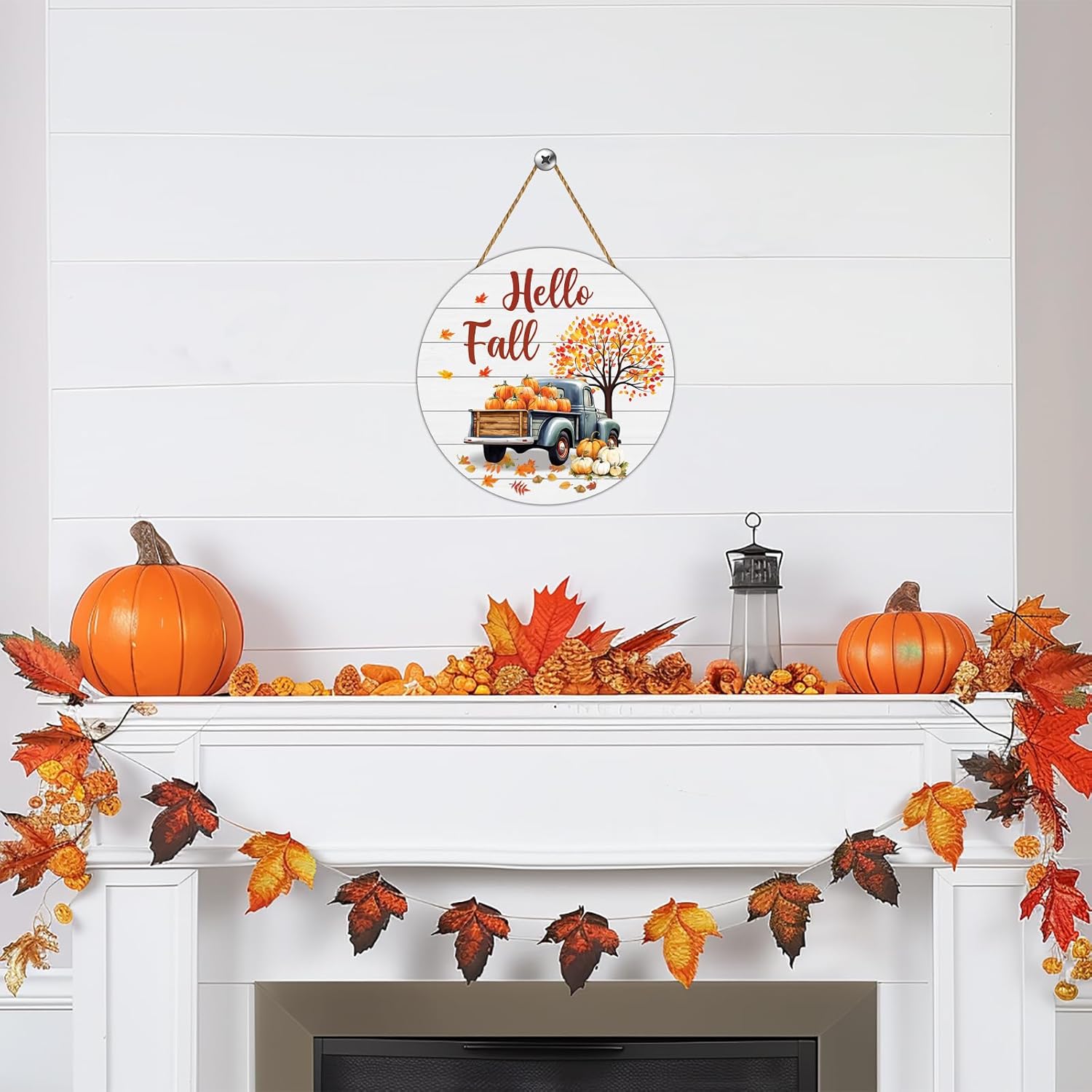 Fall Decorations for Home Fall Decor Truck Door Sign Wall Decor Maple Leaf Pumpkin Hanging Sign Wooden Front Door Hanger for Autumn Harvest Thanksgiving Porch Indoor Outdoor Home Decorations