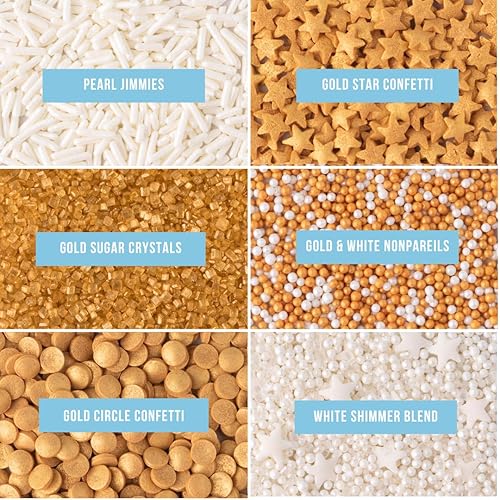 Miniatura 3 de Sweets Indeed Sprinkles - Mezcla comestible de 6 celdas perfectas para decoración de pasteles, hornear, helado, galletas, cupcakes (dorado)