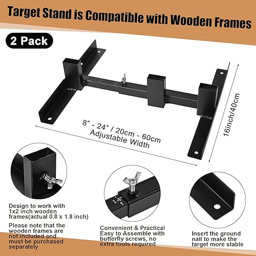 Miniatura 2 de Shappy 30 accesorios para objetivos de disparo, incluye 2 bases de soporte ajustables, 20 blancos de tiro de papel, silueta de cartón, 8 clips