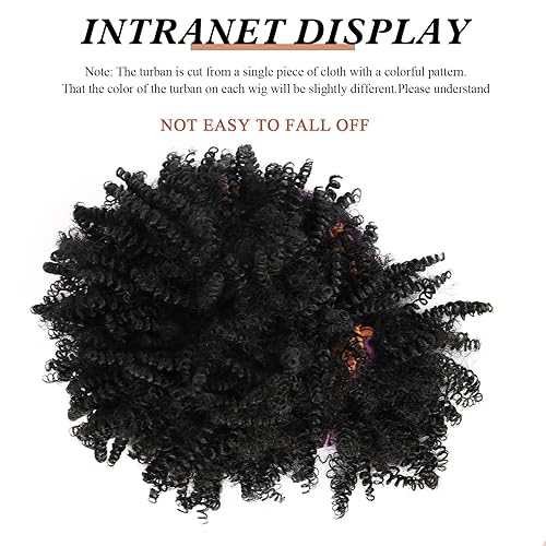 Miniatura 3 de LEOSA Peluca negra con flequillo pelucas cortas afro para mujeres negras pelucas de bufanda rizada afro peluca negra con diadema adjunta pelucas