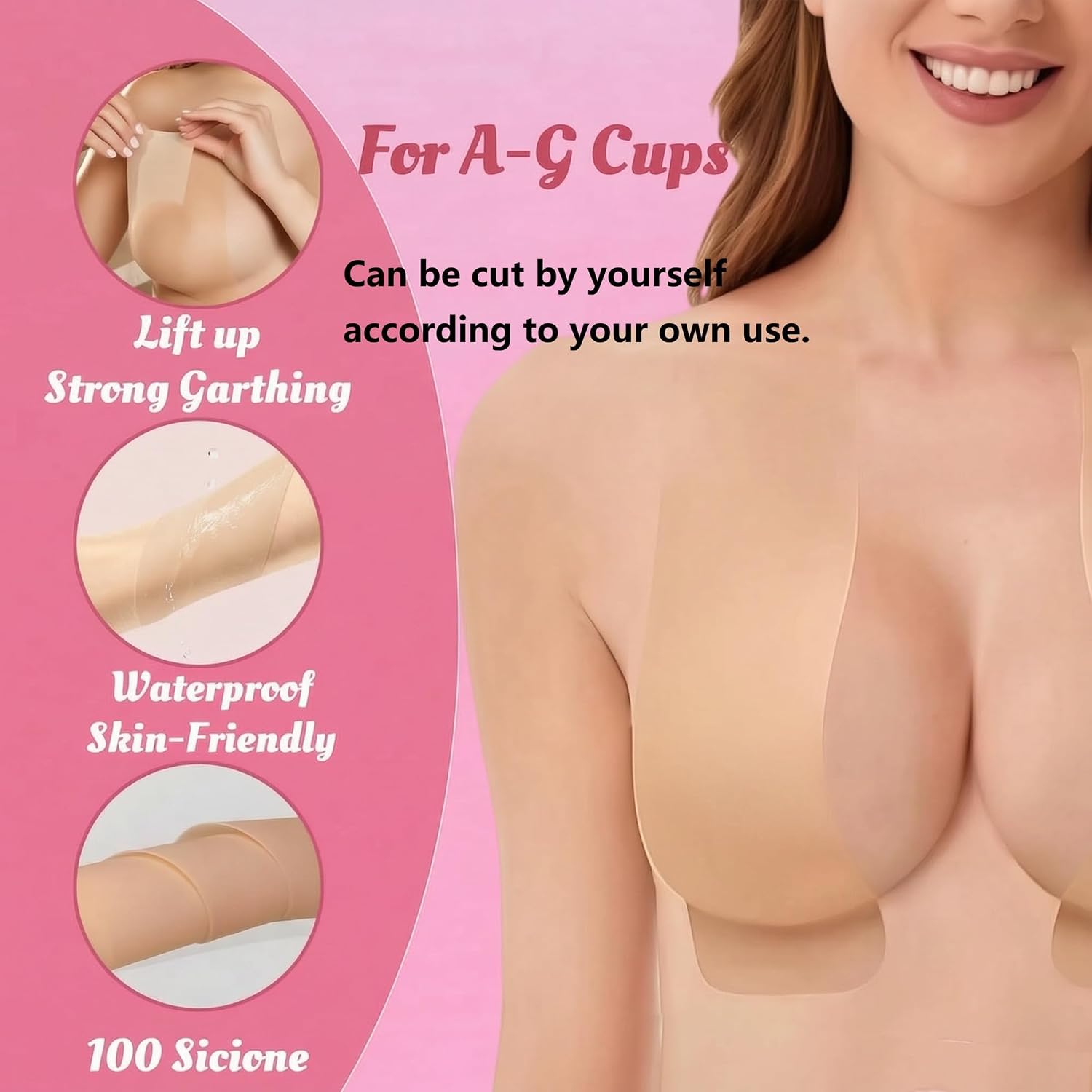 Silicone Boob Tape Nipple Pasties 6Pcs Stretch Breast Lift Tape for Women | boob tape breast lift tape image 3