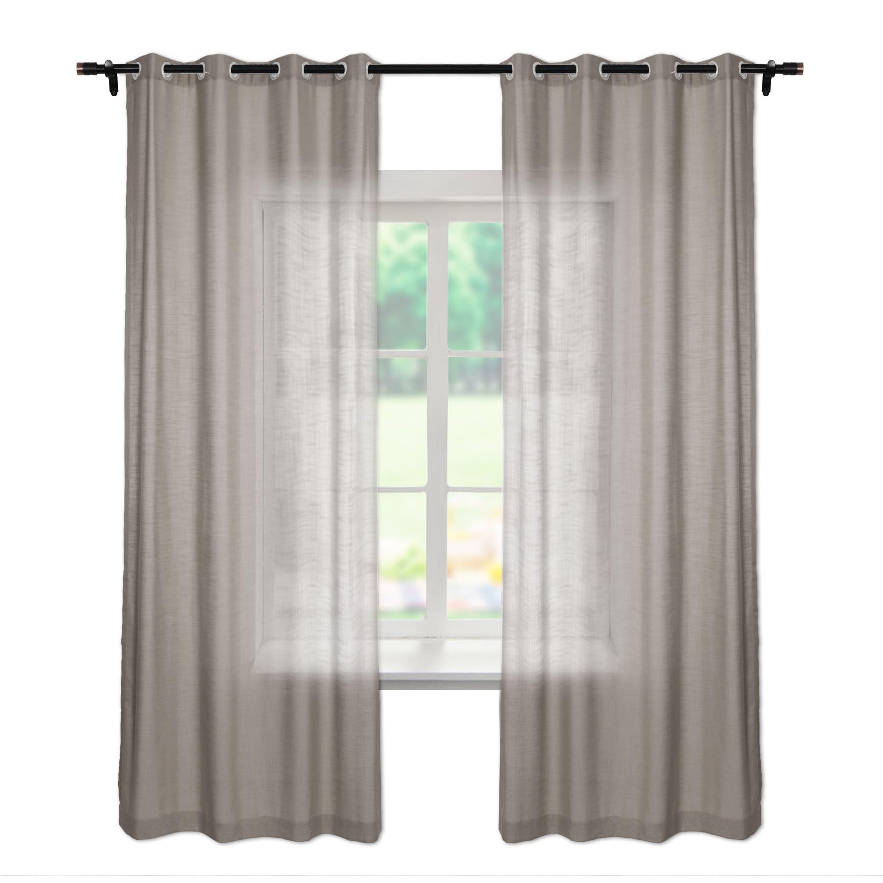 Macochico Extra long Linen Curtains 120 Inches Long Linen Blend Curtains for Living Room Linen Textured Curtains Light Flitering Nickle Grommet Curtains, 50W x 120L Parchment, 1 Panel