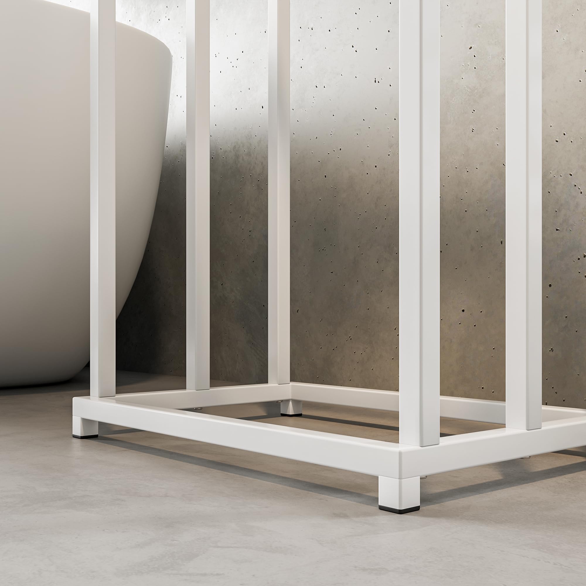 Porte-serviettes sur pied avec 3 barres porte-serviettes, porte-serviettes de salle de bain, en acier, blanc