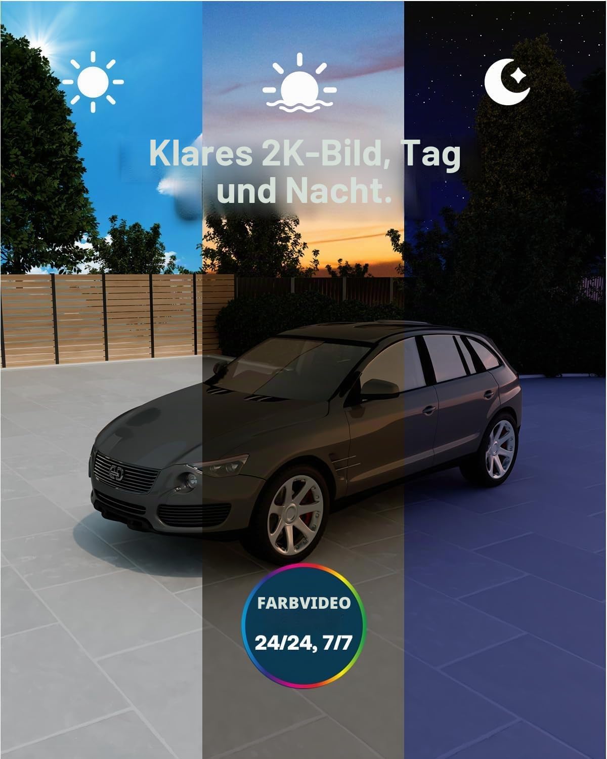 Arlo Essential 3 2K Akku Überwachungskamera Aussen WLAN, Kabellos, 2K HD Video, Farbnachtsicht, Licht, Bewegungsmelder, Sirene, 2-Wege Audio Secure Plan Testzeitraum, weiß, 1 Kamera & 1 Solar