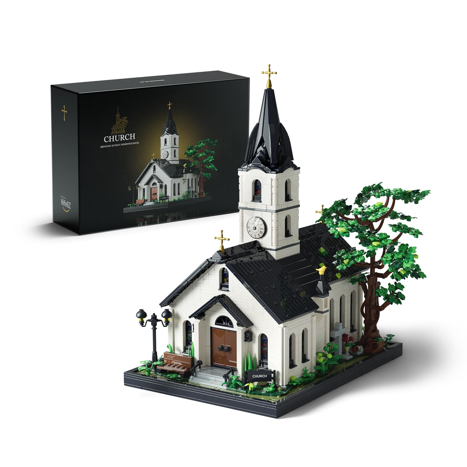 Nifeliz Church Building Set for Adults, Vintage Countryside Building Model Toy with Detailed Interior, Ideal for Display and Home Decor Gift (3,116 PCS, NF10310)