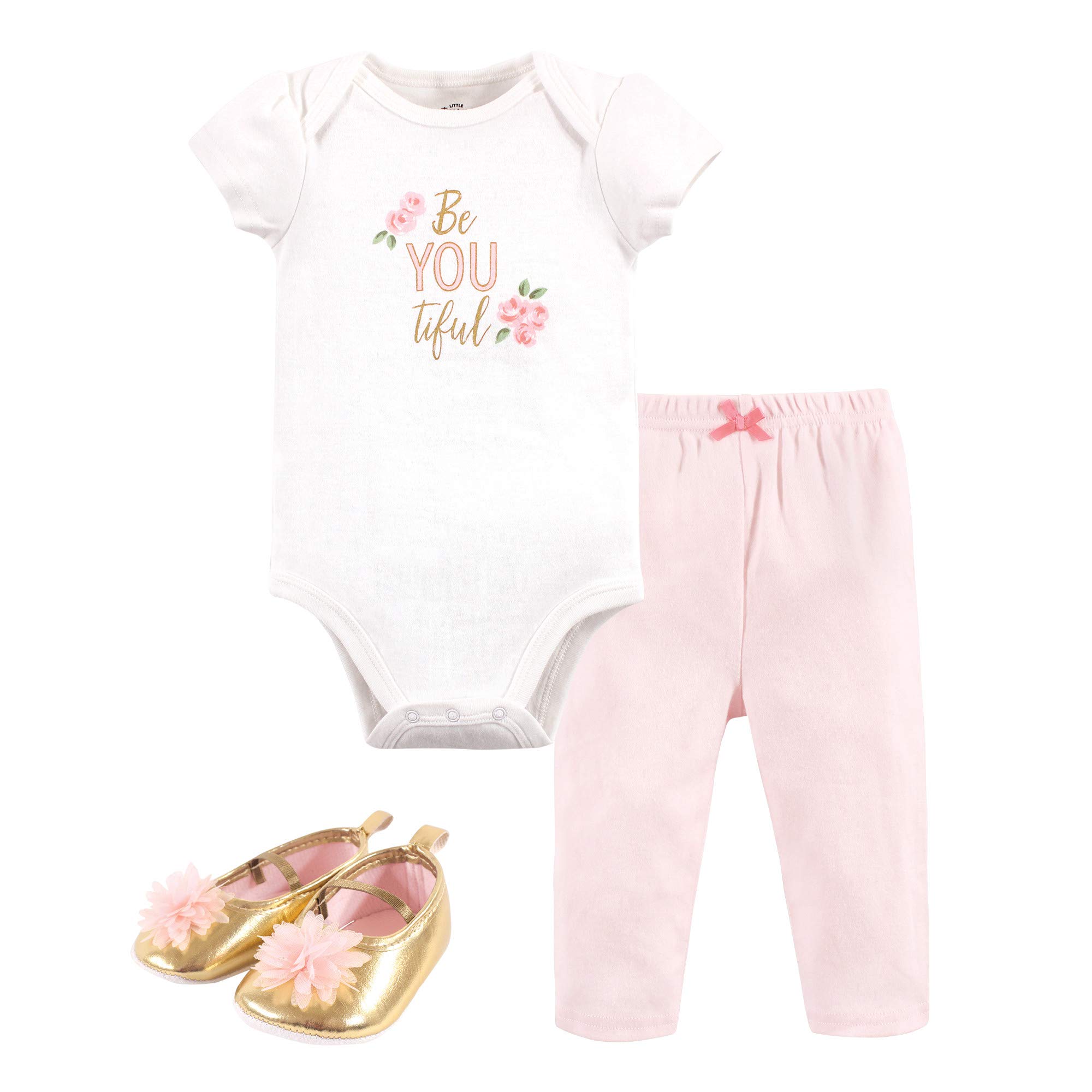 Little Treasure Zestaw koszulek dla niemowląt/dzieci Uniseks - niemowlęta Unisex Baby Bodysuit, Pant and Shoes, Beyoutiful 3-Piece Set