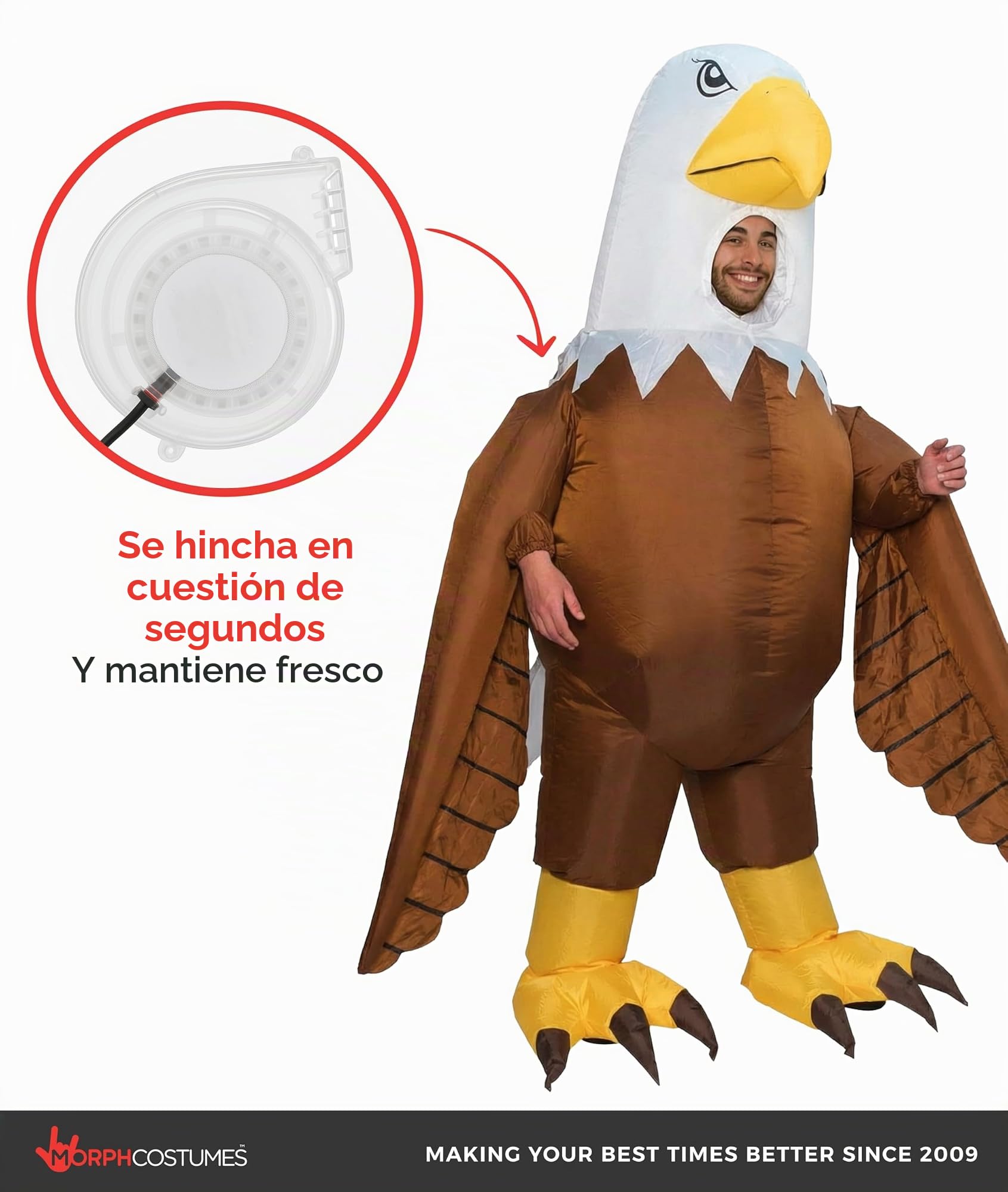 Morph Disfraz Inflable Águila Adulto, Traje de Pájaro para Carnaval y Halloween, Disfraces Animales Adulto, Talla única