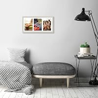 Ramă foto tip colaj Americanflat pentru 3 fotografii de 13x18 cm, lemn deschis la culoare, cu passe-partout de 20x41 cm, sticlă incasabilă, ramă foto din lemn compozit pentru fotografii de familie 4