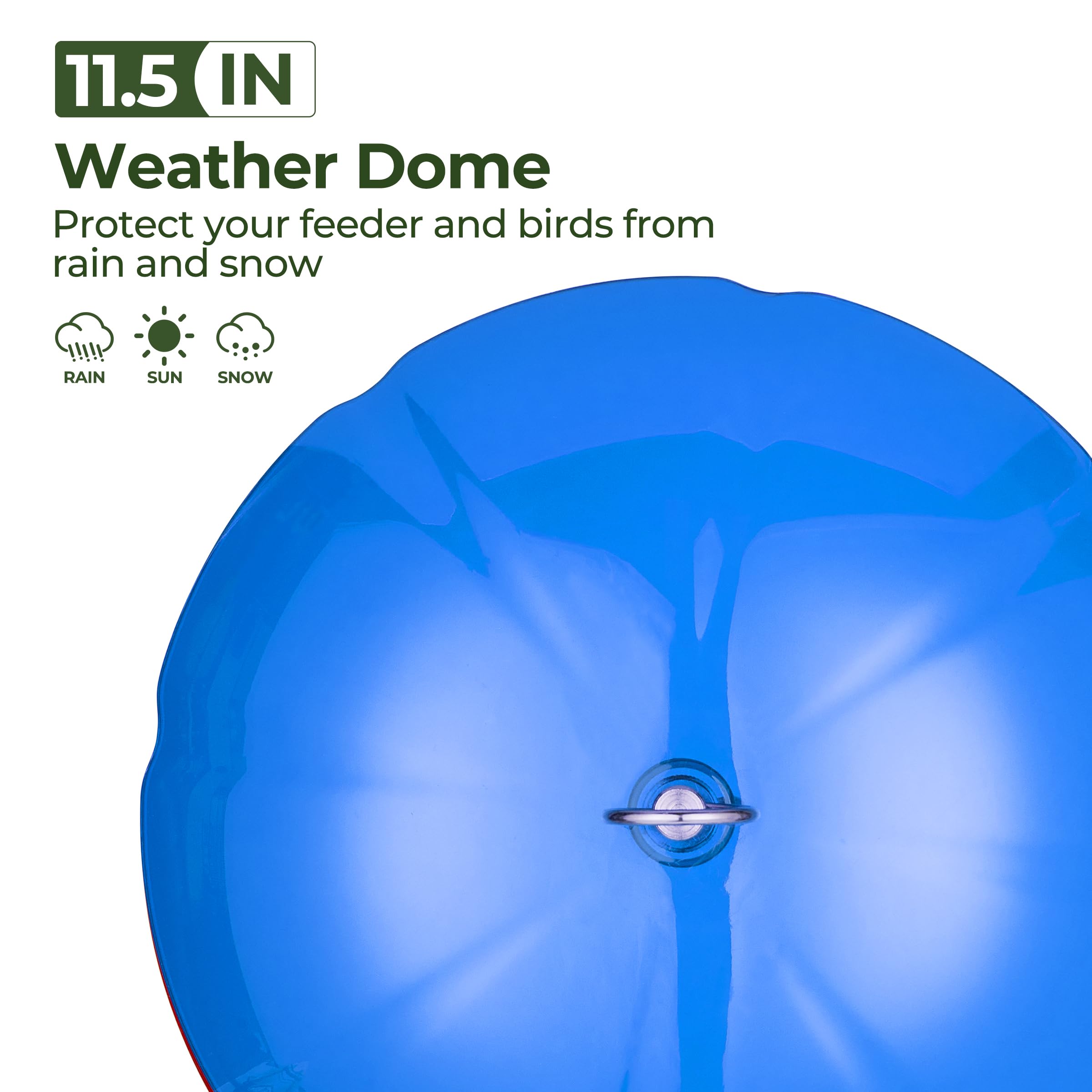 Kingsyard Bluebird Feeders for Outdoors Hanging, Recycled Plastic Platform Mealworm Bird Feeder with Dome Top, Weather Proof, Easy to Refill & Clean (Blue)