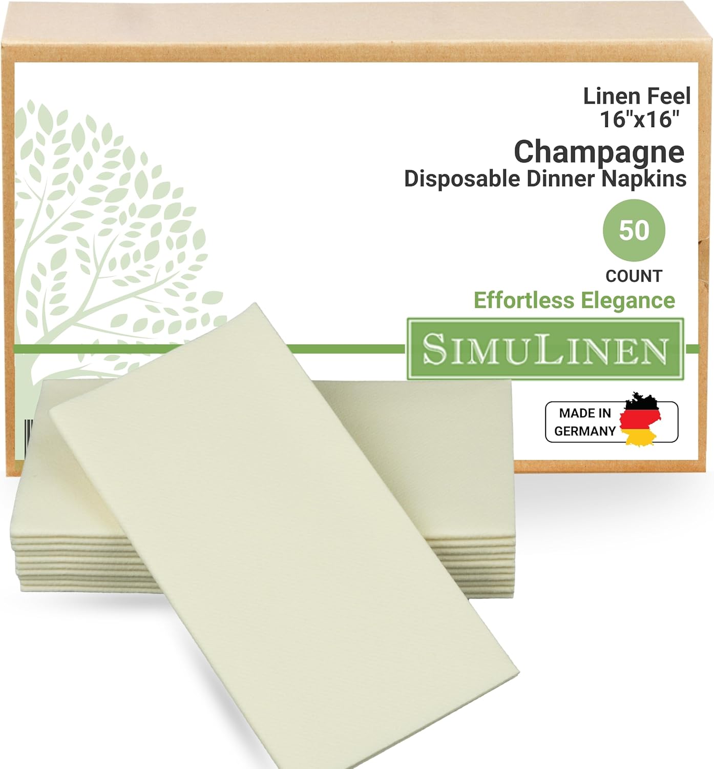 Servilletas de mesa tipo paño decorativas y desechables, de la marca SimuLinen, de colores suaves, absorbentes y duraderas 16x 16pulgadas caja de 50