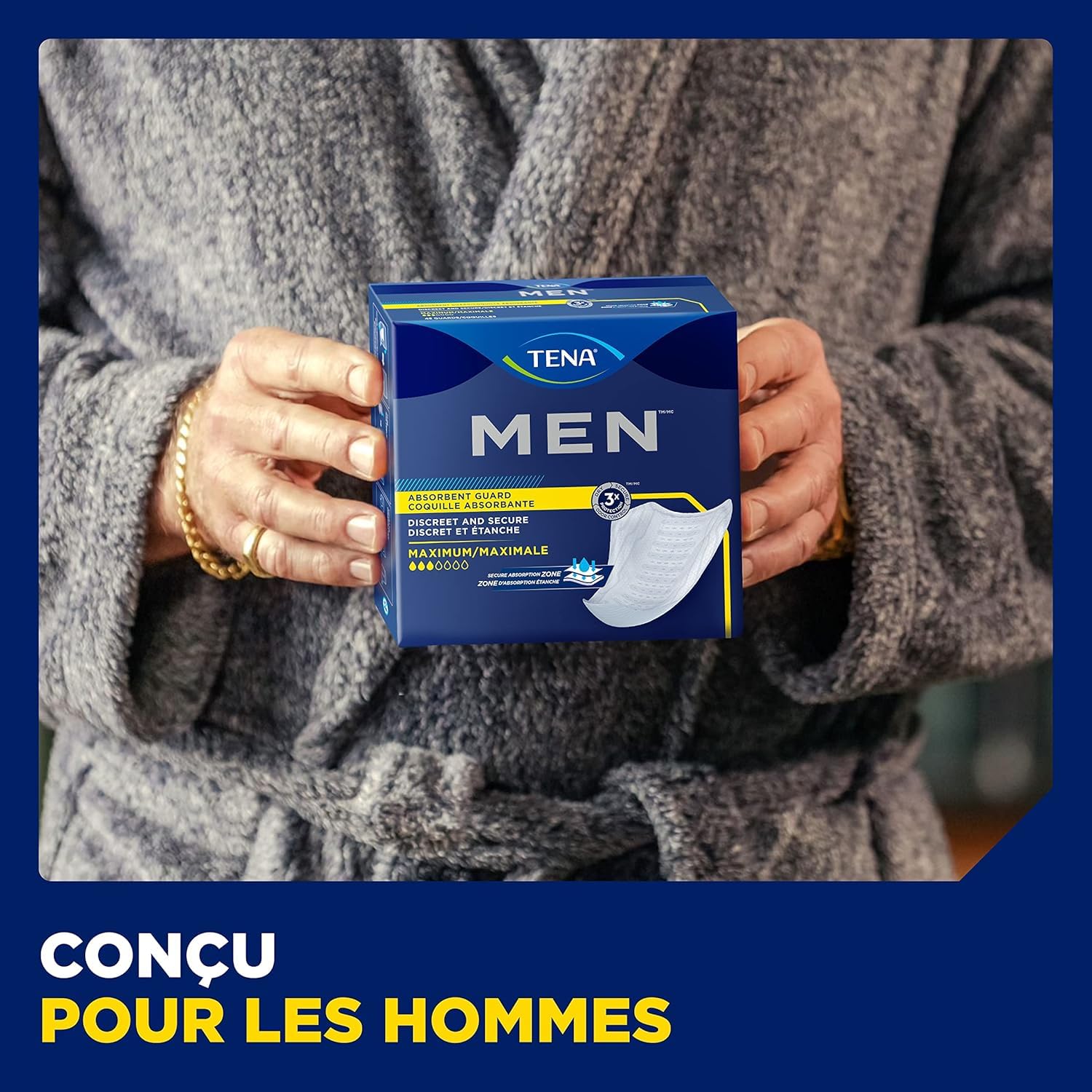 TENA Men Protections Absorbantes Niveau 2 Incontinence Homme - Pour Fuites Urinaires Modérées, Sans parfum, Blanc, 60 Protections (Pack 1 mois) (L'emballage peut varier)