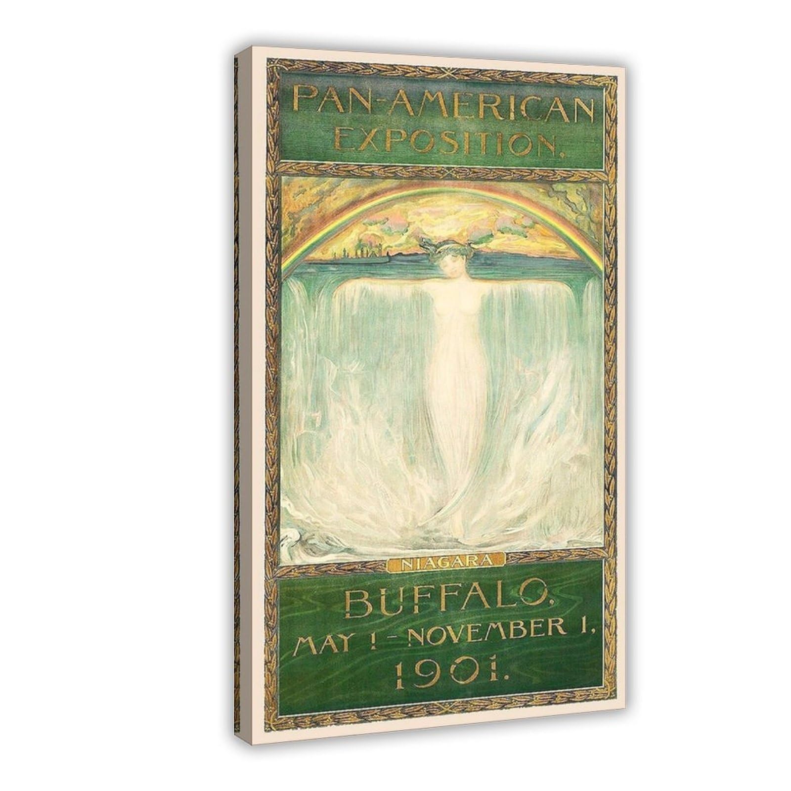 WCYB 1901 Pan America Exposition Buffalo Niagara Falls Vintage Posters Prints Canvas Deco Paintings Wall Art Hangable Frame 16" L X 24" W