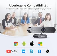 DEPSTECH DW50 Pro 4K Ultra HD Webkamera Mikrofonnal, 3x Zoom, Sony Szenzor, Zajszűrő Kettős Mikrofon, Távirányító, Autofókusz PC, Laptop, Ma 8