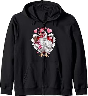 Chicken With Chocolate Hearts Love Zip Hoodie
