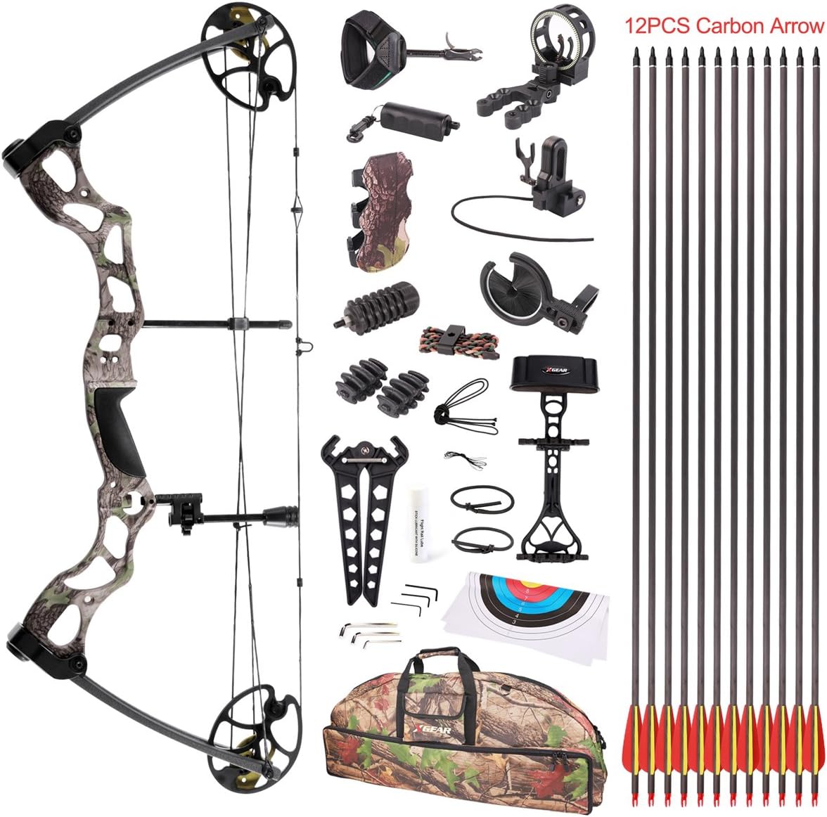 Leader Accessories Compound Bow 50-70lbs 25" - 31" Archery Hunting Equipment with Max Speed 310fps, Right Handed
