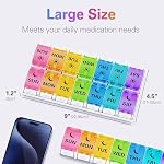 BUG HULL Weekly Pill Organizer 2 Times a Day, Arthritis Friendly, AM PM Pill Organizer 7 Day with Easy Push Design, 7 Days Pills Box Case Daily for Medicine, Vitamin, Supplements