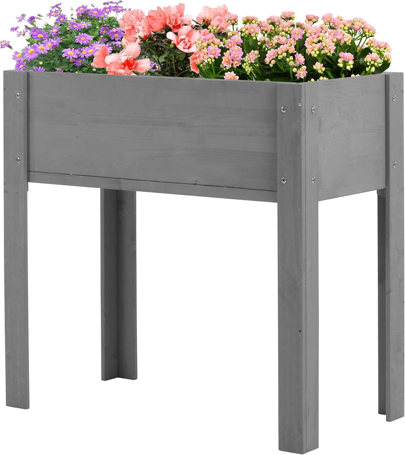 Raised Garden Bed with Legs, 31x16x31'', Outdoor Wood Elevated Planter Box, Grey Cedar, Thick Legs, w/Liner