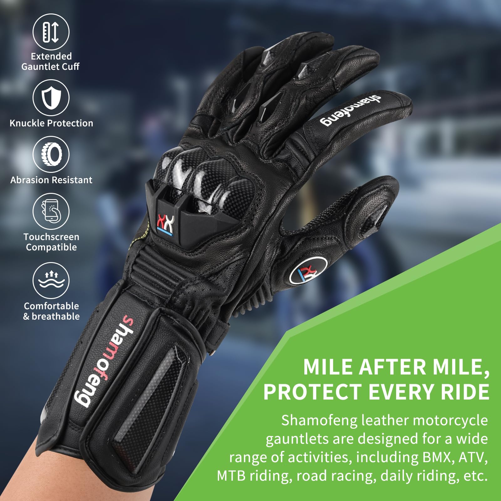 Snapklik.com : Shamofeng Unisex Leather Motorcycle Gauntlets Full ...