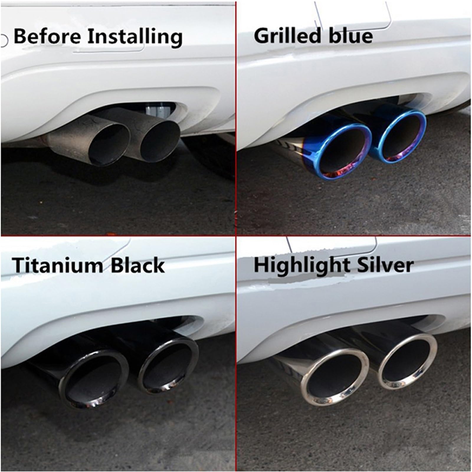 Vehicle Silencer Pasuje do Audi A4 B8 A3 8V 8P A1 Q5 pasuje VW Passat B7 CC Tiguan rura wydechowa samochodu tłumik końcówka osłona Car Styling(2pcs Silver)