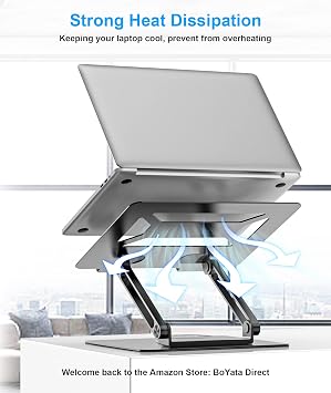 BoYata Laptop Stand for Desk, 360° Rotating Adjustable Laptop Riser Holder