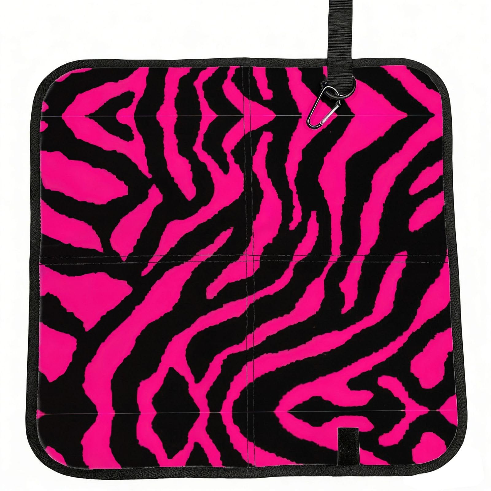 DEXNEL Zebra Tiger Leopard Red Print Foldable Seat Cushion Portable Stadium Pad Waterproof Outdoor Camping Mat 15.8 X 15.8 Inches