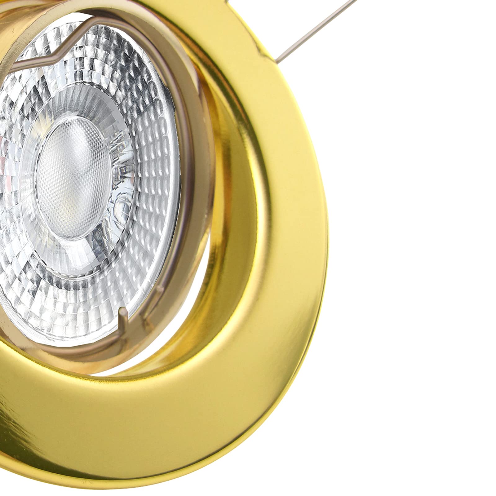 trendlights24 Decora LED Einbaustrahler 230V 5er Set 7W dimmbar GU10 Spot | Deckenspots, Gold, rund, 500 lm, Warmweiß, 3000k, LED Spots, austauschbar, Decken Einbauleuchte, schwenkbar