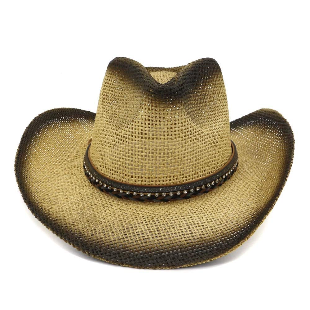 Chapeau de paille cowboy femmes idéal pour la plage, le plein air et les vacances au bord de mer