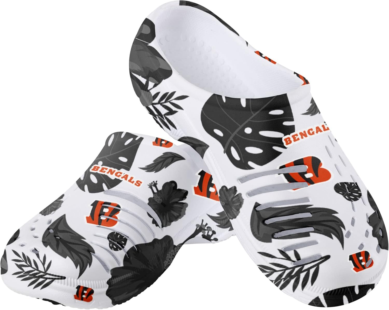 FOCO Women's NFL Team Logo Ladies Floral White Water Garden Shoe Clog Sandals